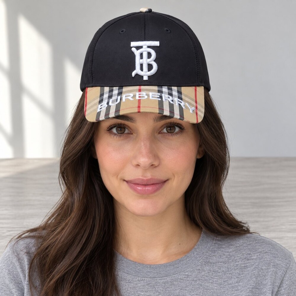 Burberry TB Monogram Check Cap - Picture 2 of 6
